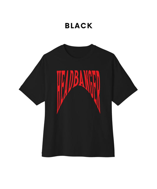 "HEADBANGER" Oversized T-Shirt – White & Black | 180 GSM Heavyweight Music-Inspired Streetwear