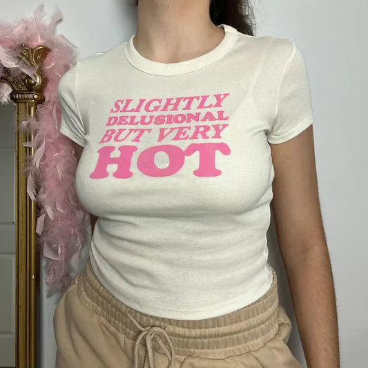 Slightly Delusional But Very Hot Baby Tee | Crop Top