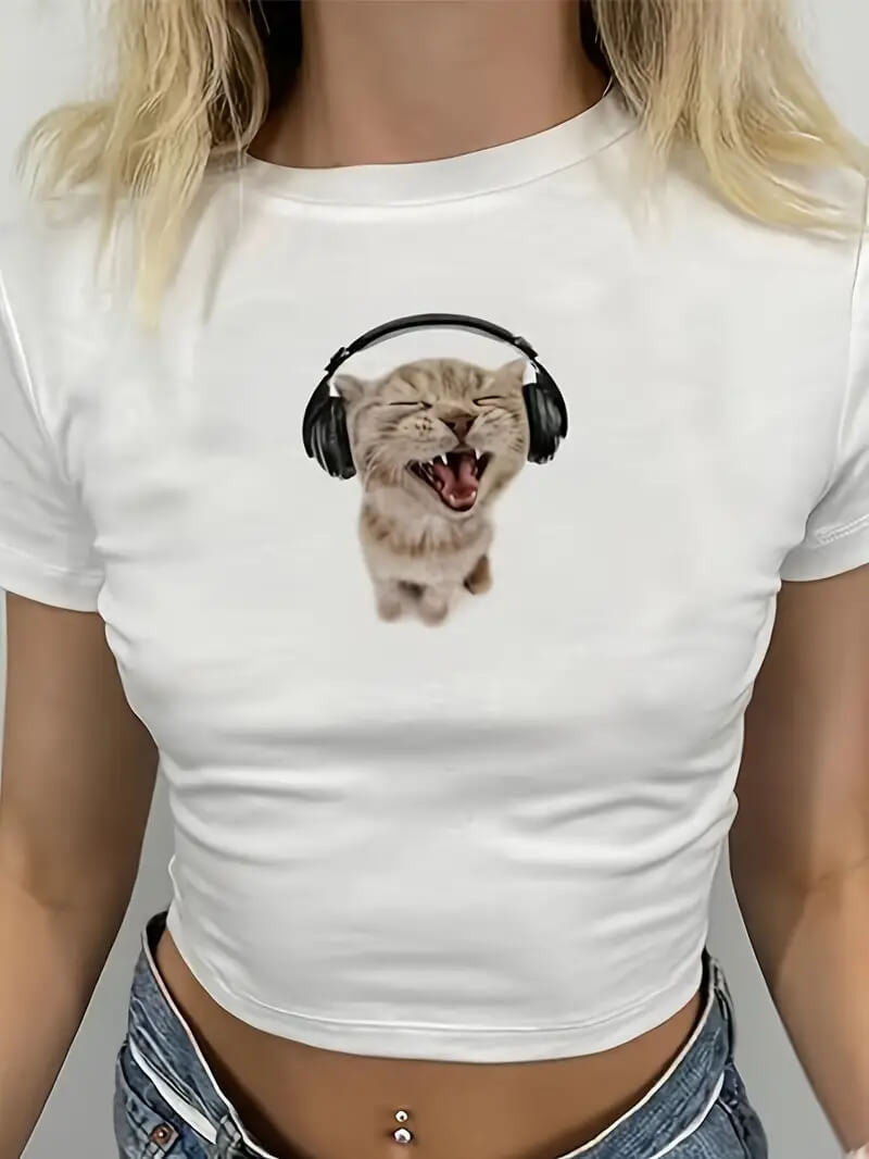 Cat International Baby Tee | Crop Top