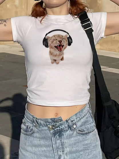 Cat International Baby Tee | Crop Top
