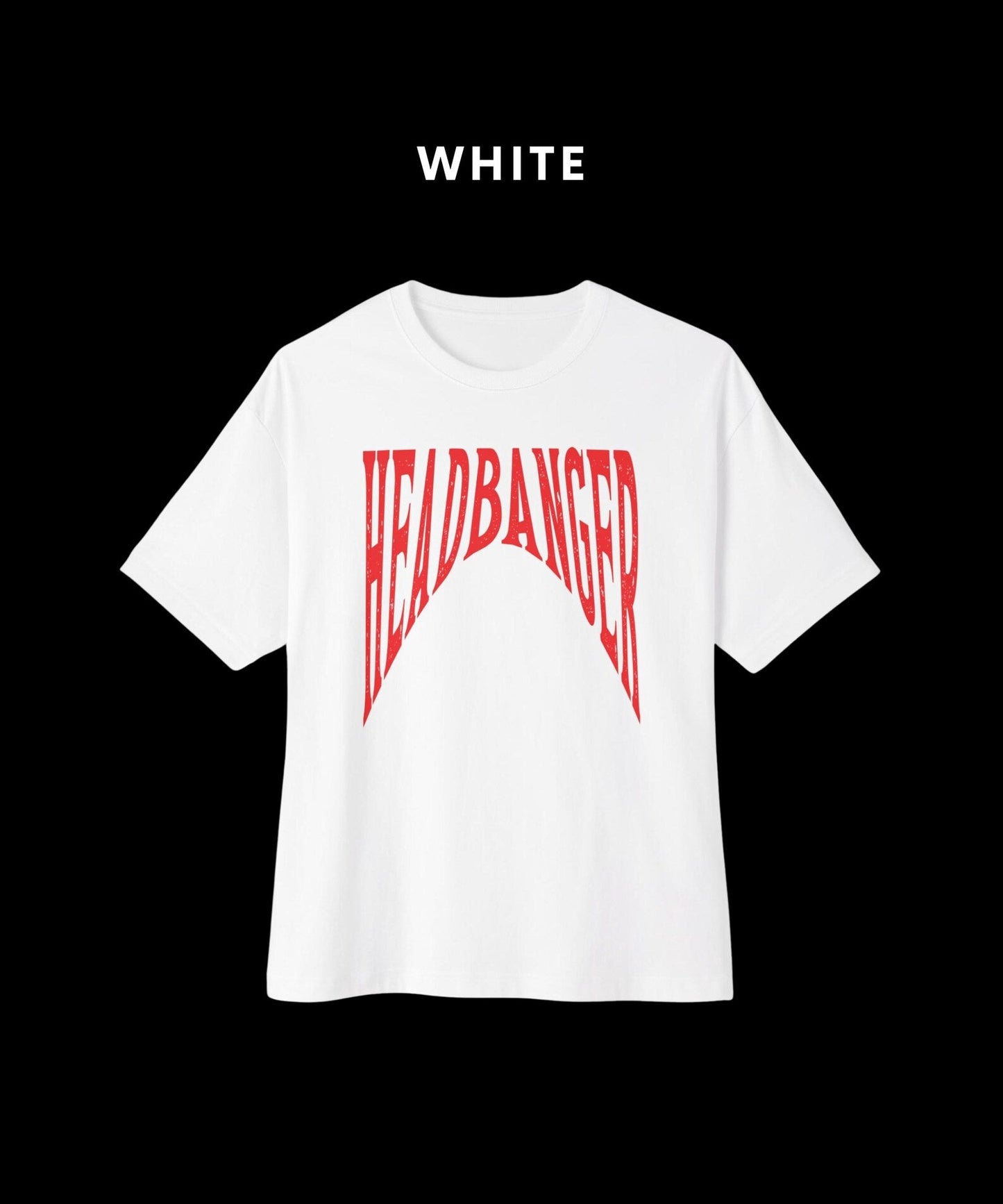 "HEADBANGER" Oversized T-Shirt – White & Black | 180 GSM Heavyweight Music-Inspired Streetwear