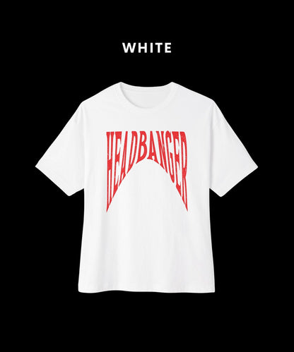 "HEADBANGER" Oversized T-Shirt – White & Black | 180 GSM Heavyweight Music-Inspired Streetwear
