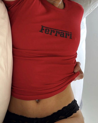 Ferrari Bold Red Baby Tee | Crop Top for Women