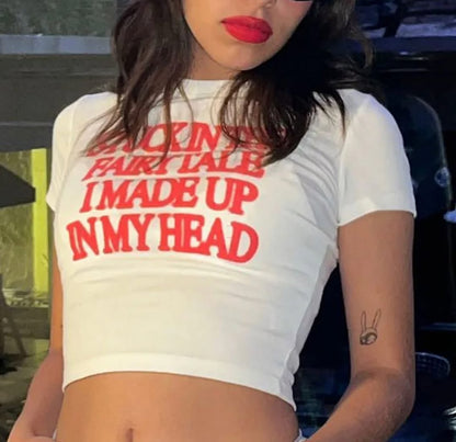 Trendy White Baby Tee Crop Top for Women – Bold Statement Graphic Tee